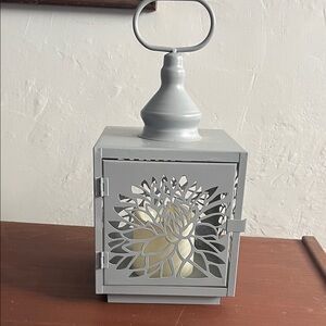 Gray Lantern Candle Holder